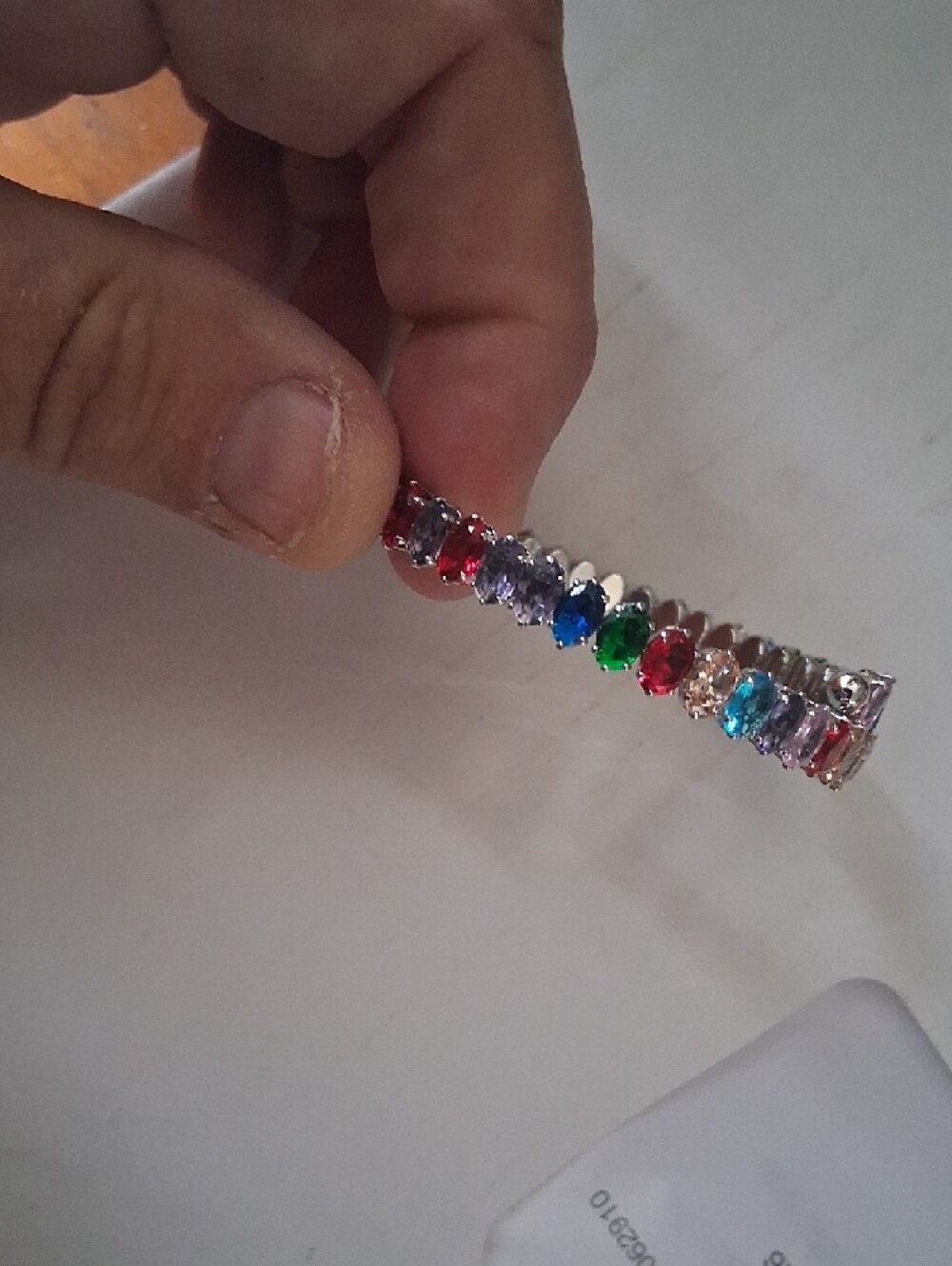 Multi-Colored Gemstone Tennis Bracelet - Women Jewelry.BANGLE.NWT - Picture 7 of 8